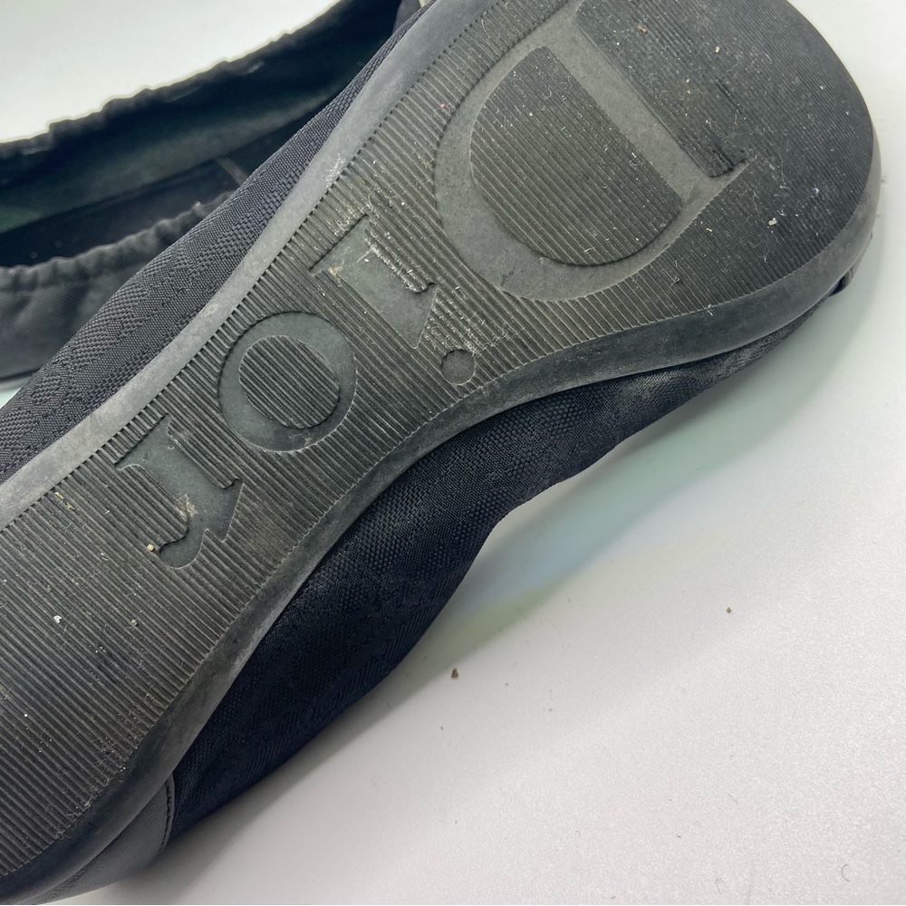 Dior Logo Print Black Flats Sz 39 - Picture 11 of 14
